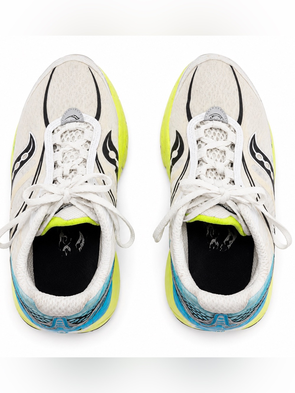 Saucony Women’s White and Neon Yellow Accent Sneakers